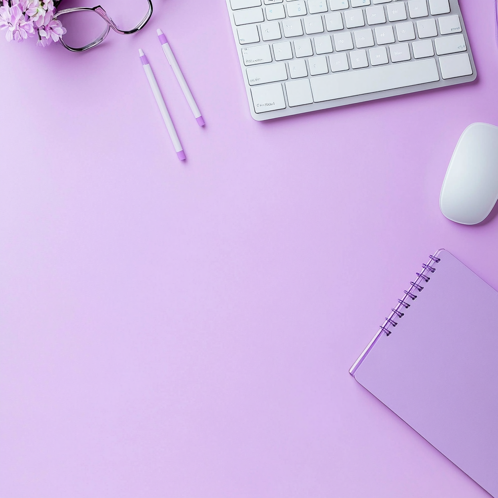 Minimalist desk with pink background