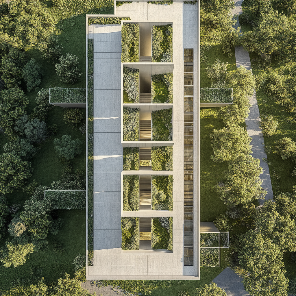 Minimalist Green Building with Vertical Gardens