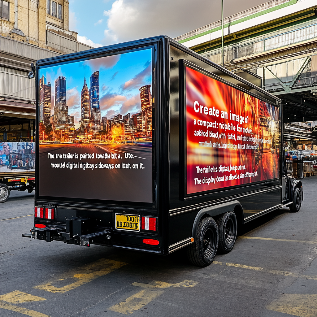 Black mobile advertising display trailer