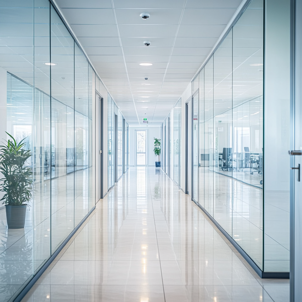 modern office hallway interior image