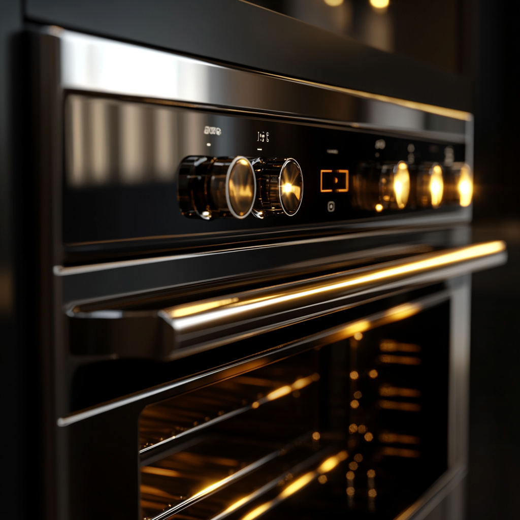 modern double wall oven closeup