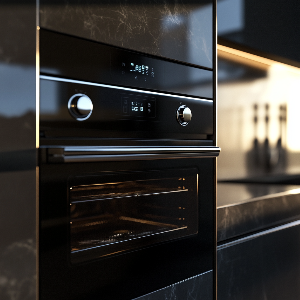 modern double wall oven polished