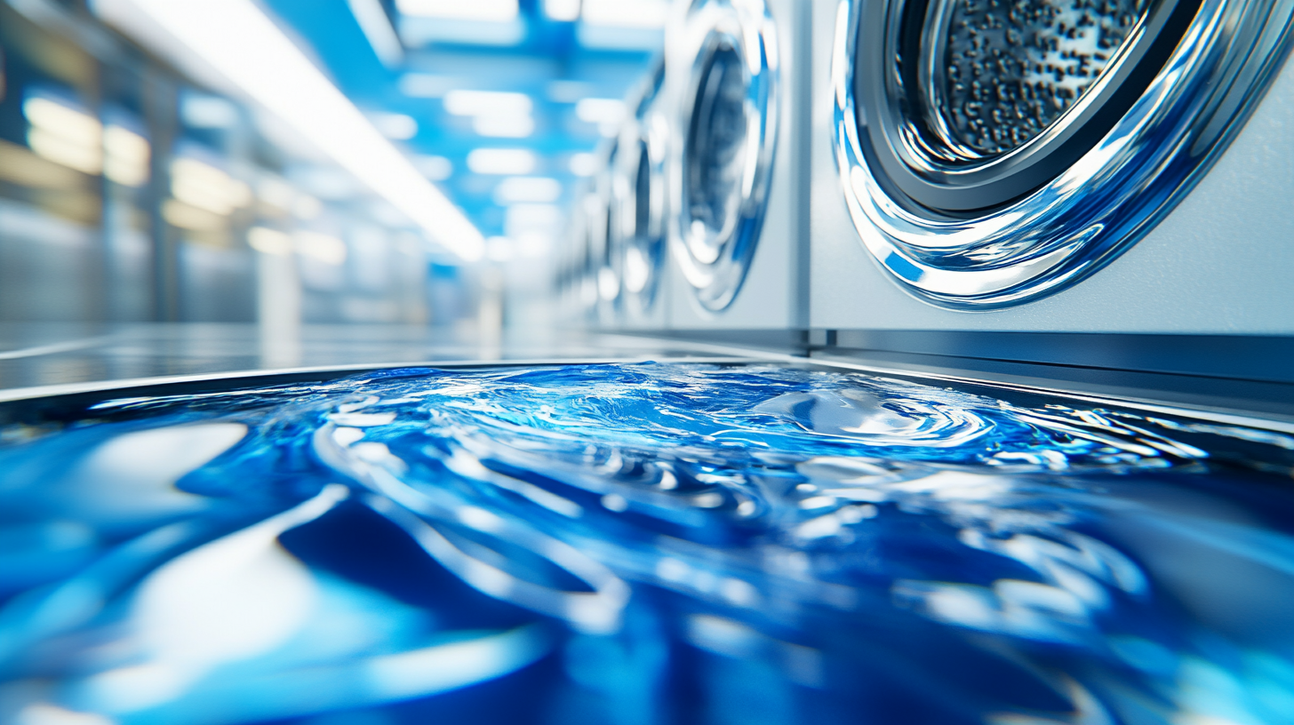 Modern blue washing machine photo