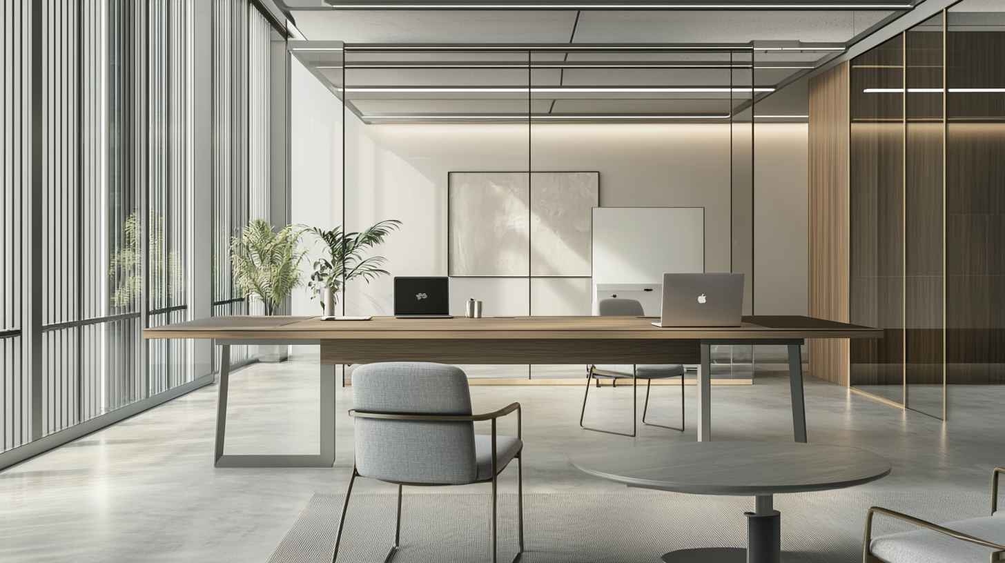 Minimalist Office Space with Metal Paneling