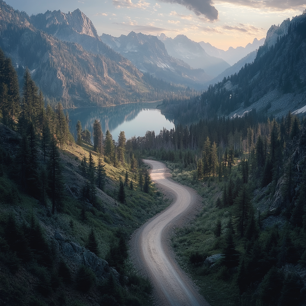 Gravel road in Idaho mountains