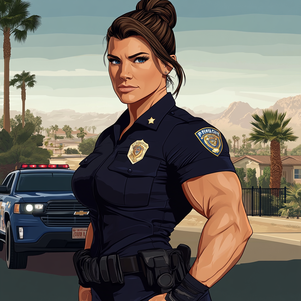 Muscular Female Police Officer Avatar