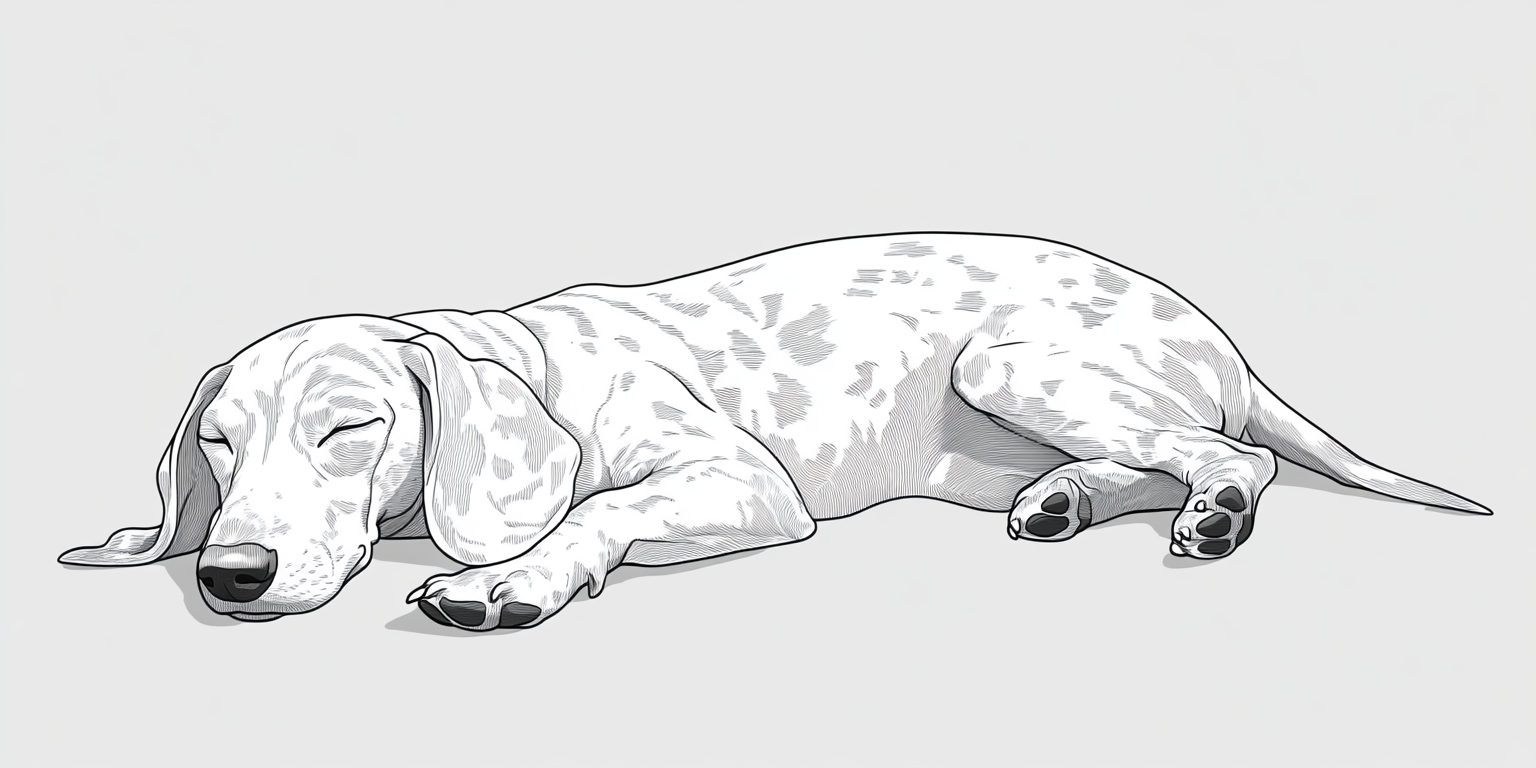 napping dachshund line art