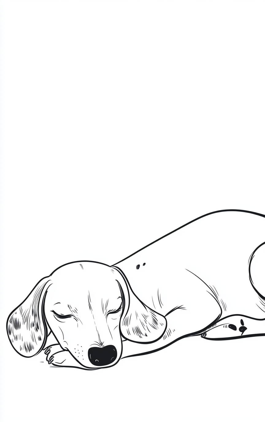 Napping Dachshund in Minimalist Style