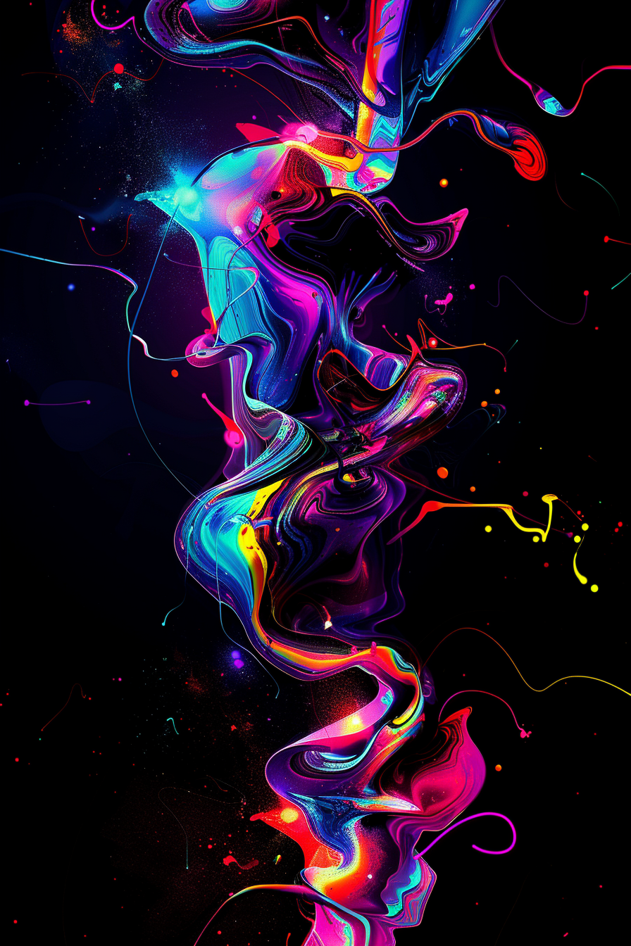 Neon graphic splash on black background