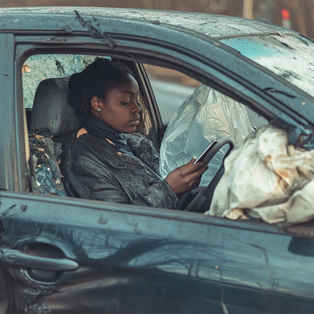 Black female driver in Nissan Altima