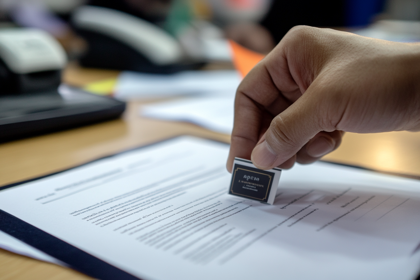 Notary Hand Holding Stamp Document