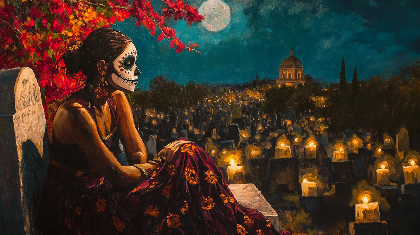 Indigenous Mexican Woman Night Oil Painting