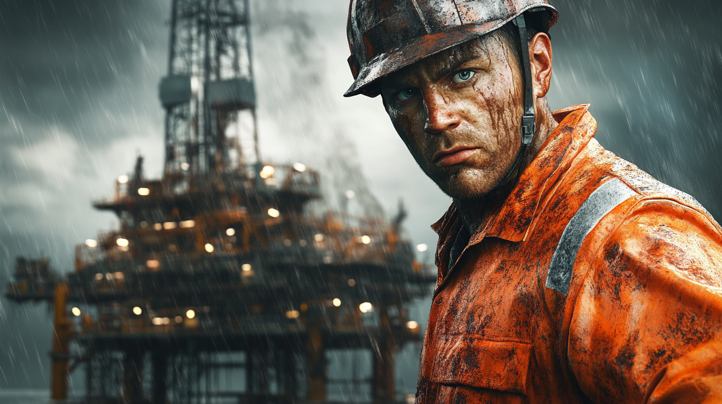 Oil Rig Worker in Orange Dungarees