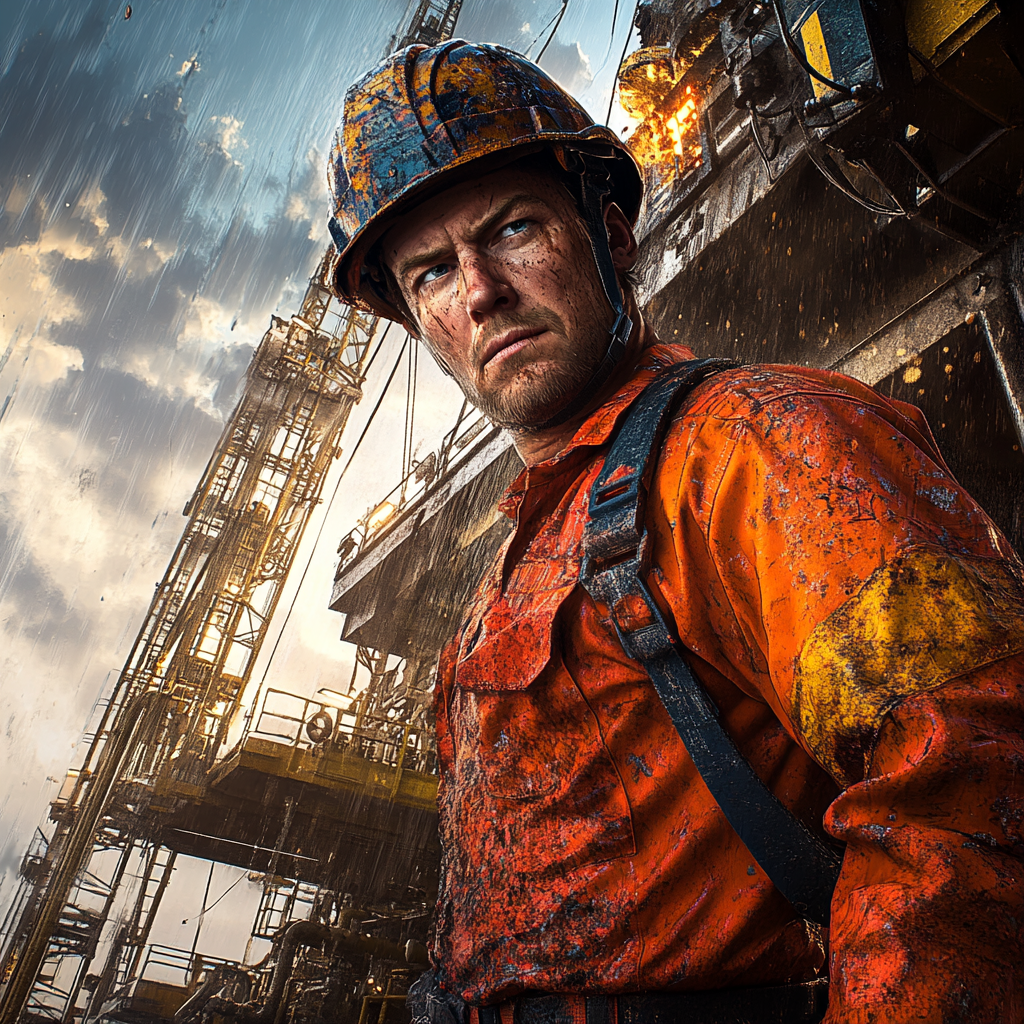 Oil Rig Worker in Dungarees