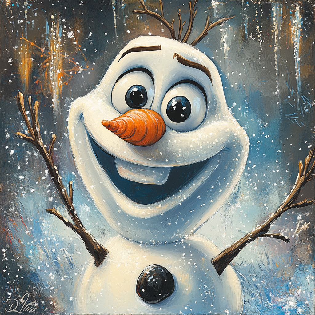 Charismatic Olaf Snowman Illustration