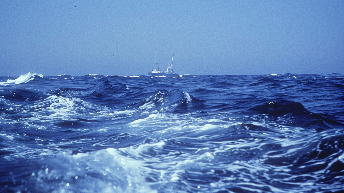 Ocean research vessel in Pacific