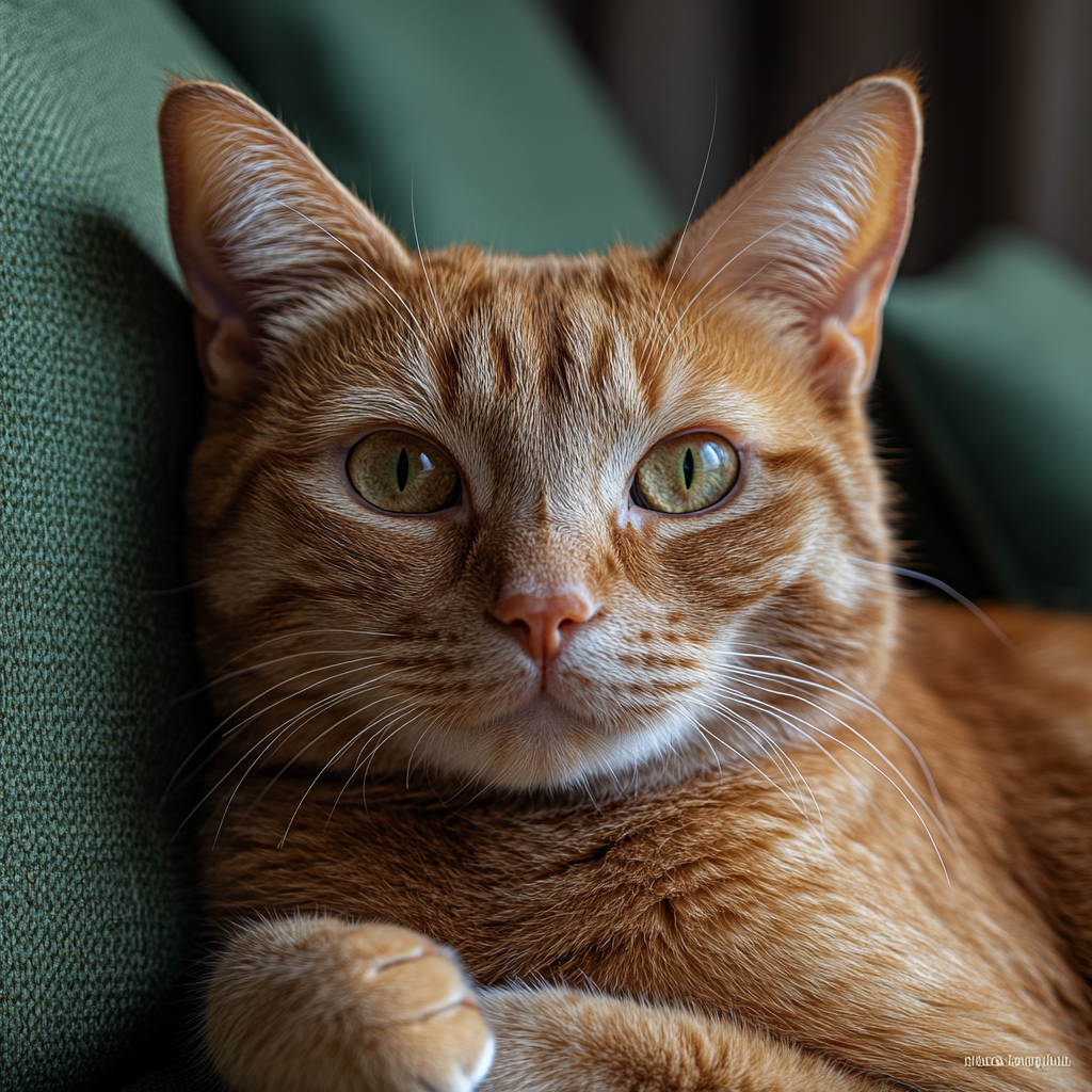 calm orange cat spacious apartment