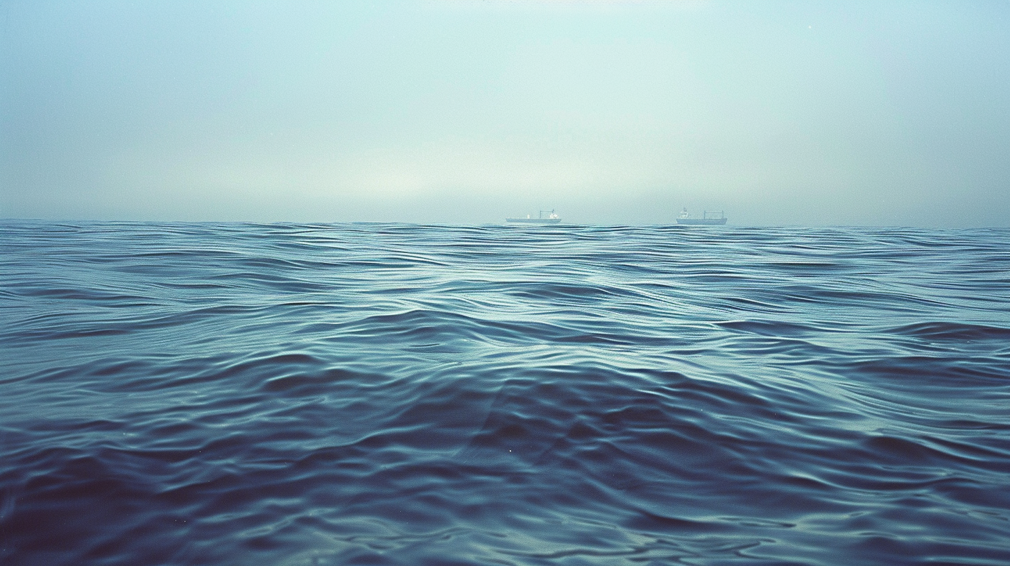 Cargo ship on Pacific Ocean