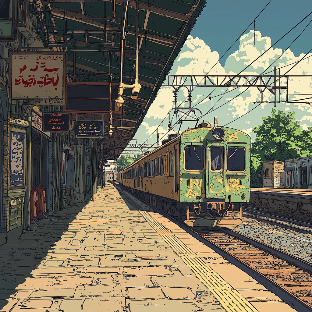 90s anime-style Pakistan Railways train