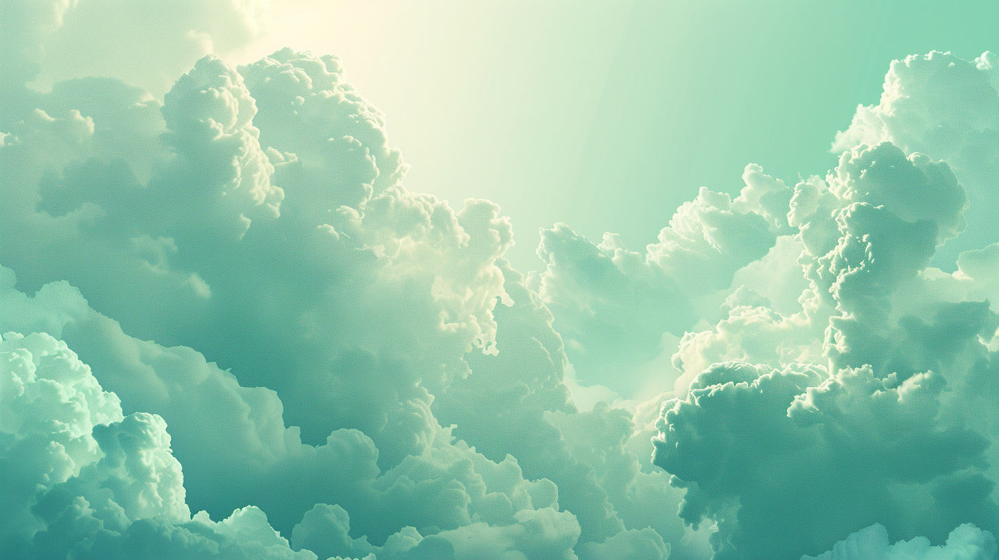 Pastel Aqua Green Abstract Clouds