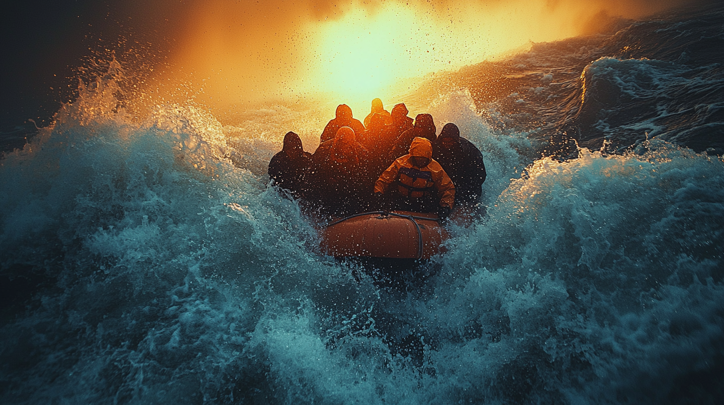 People in Raging River Flood