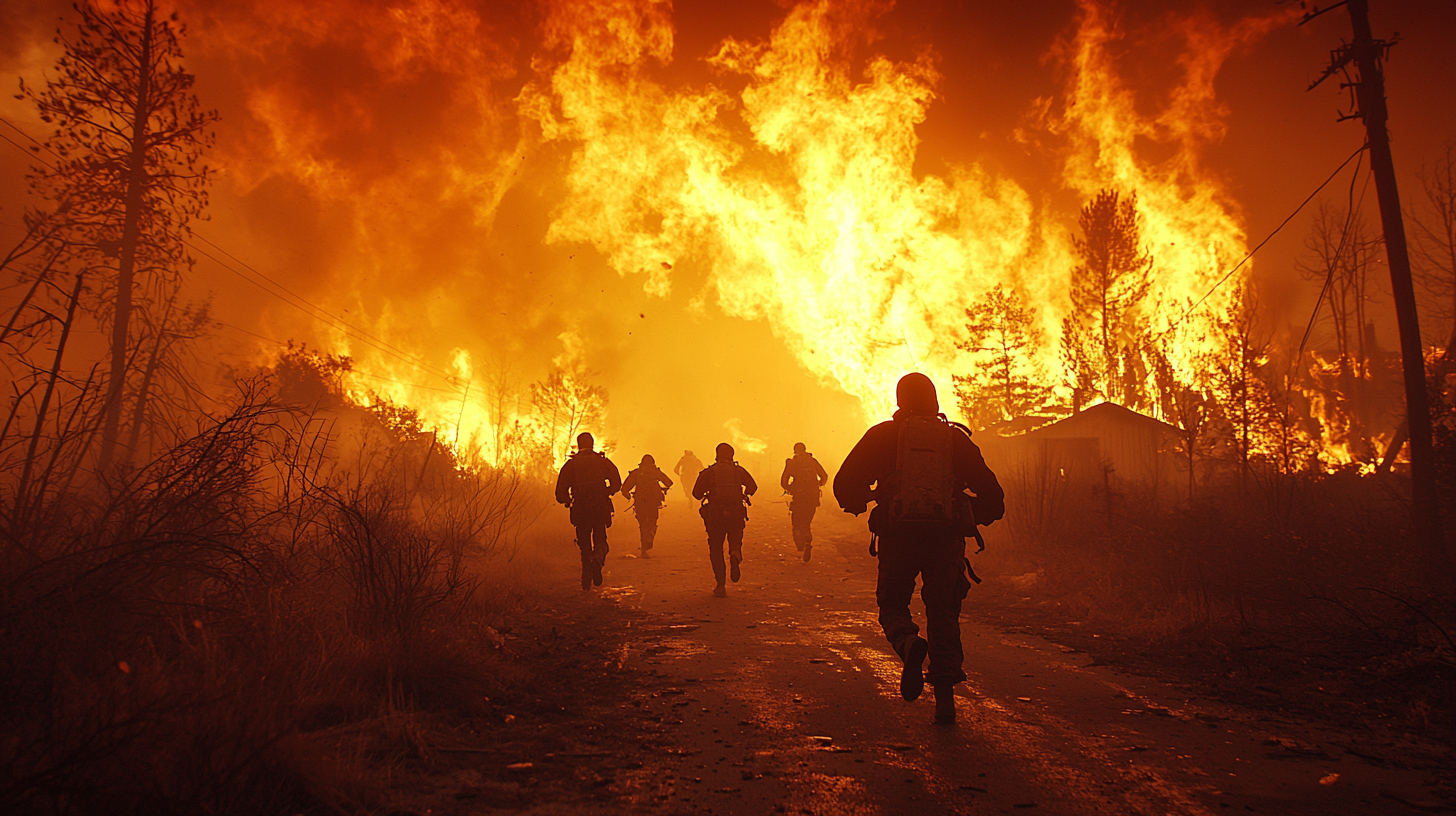 People Running From Wildfires