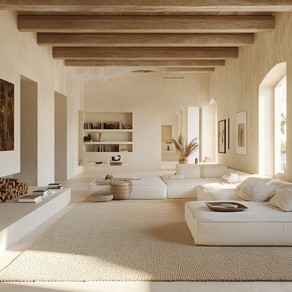 photorealistic image of modern villa sitting room in Maiorca