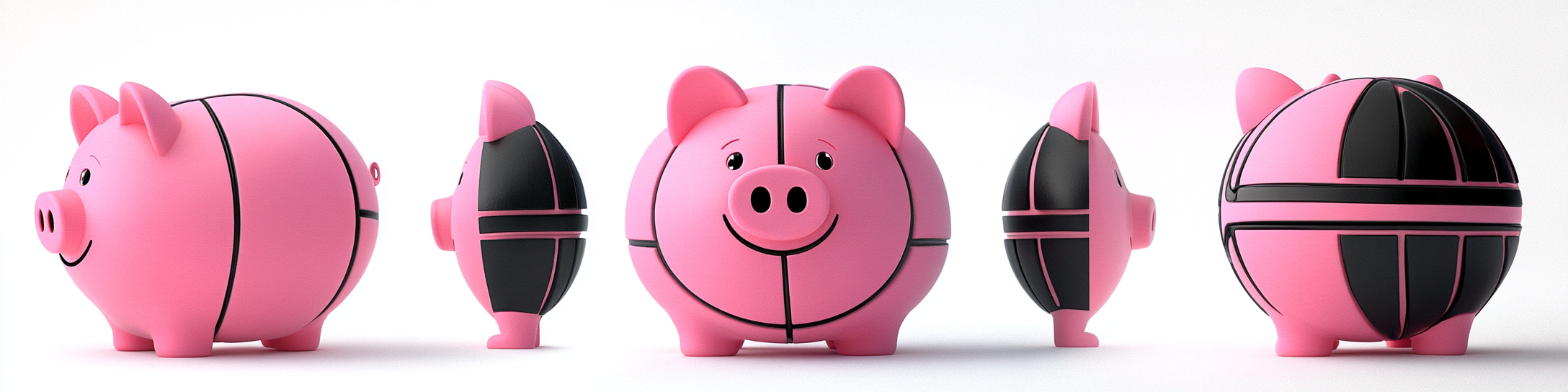 Cute pink piggy bank cartoon