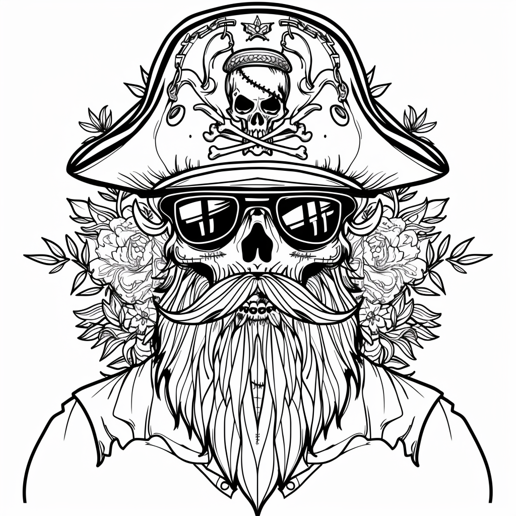 Pirate captain zombie with sunglasses and hat