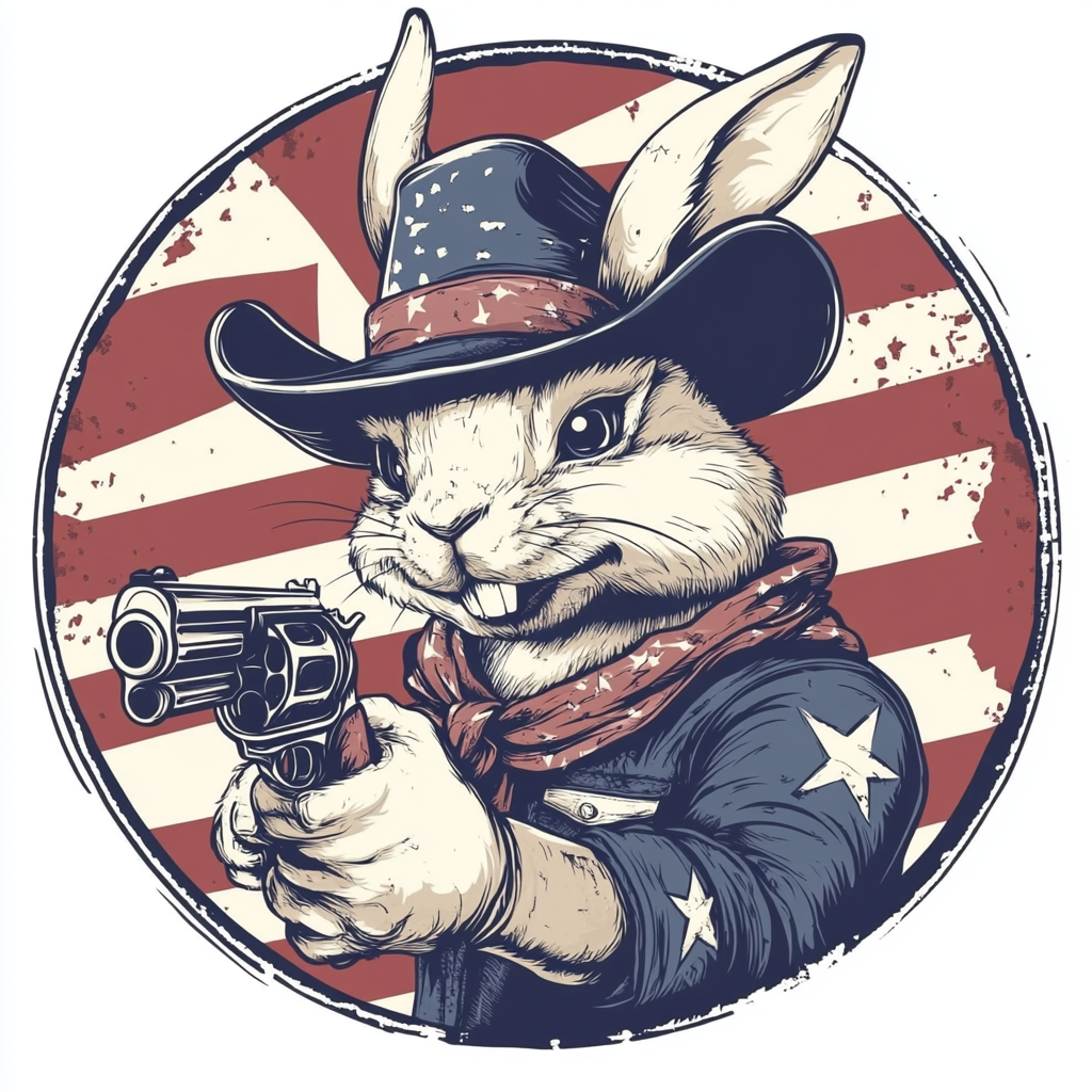 Rabbit Cowboy Gun Logo Illustration