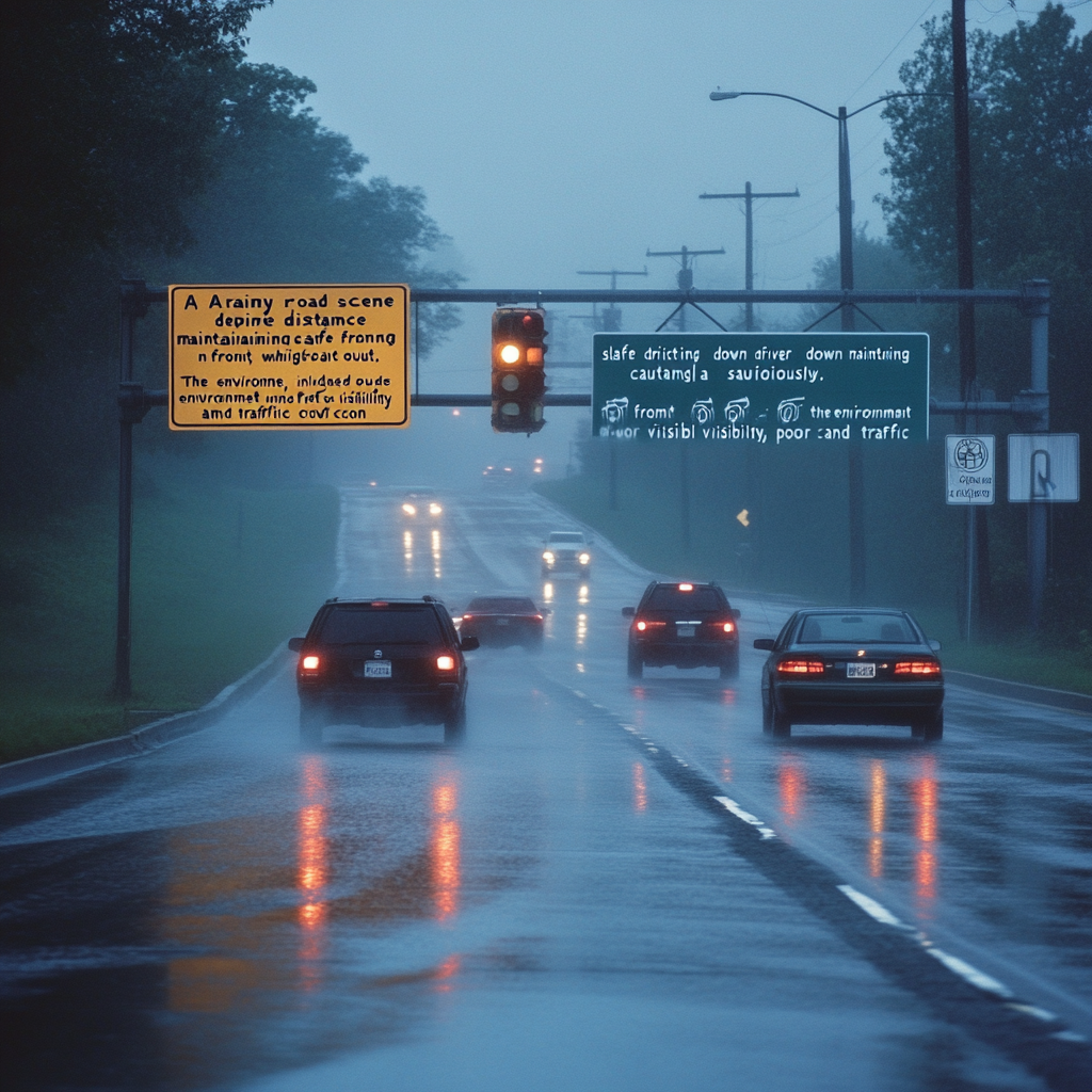 Driver on Rainy Foggy Road