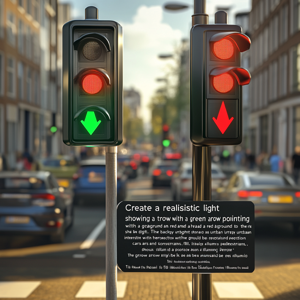 Dutch traffic light scene with green and red arrows