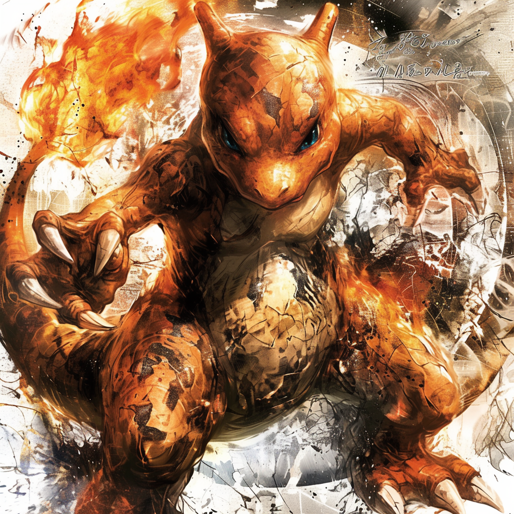 Charmander Pokemon Brushwork Design