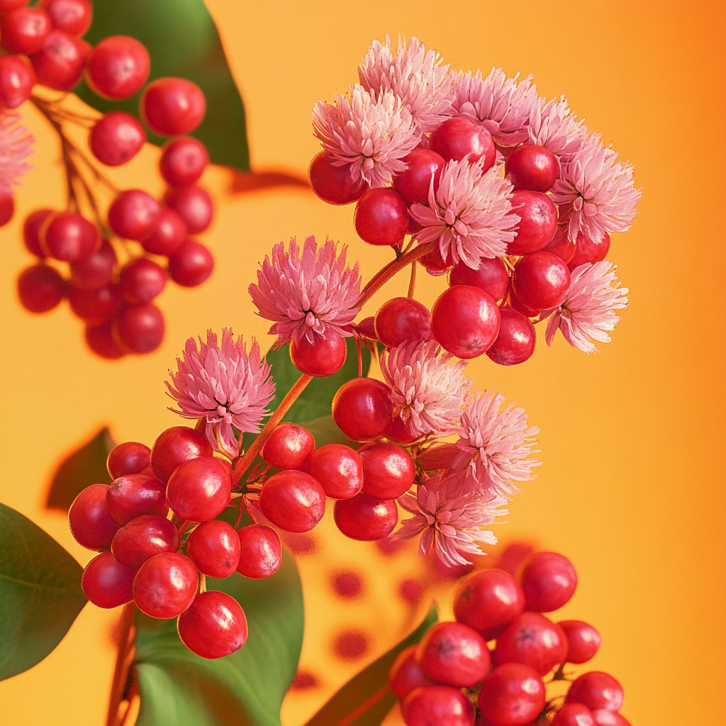 Red Clover Schizandra Berries Composition Image