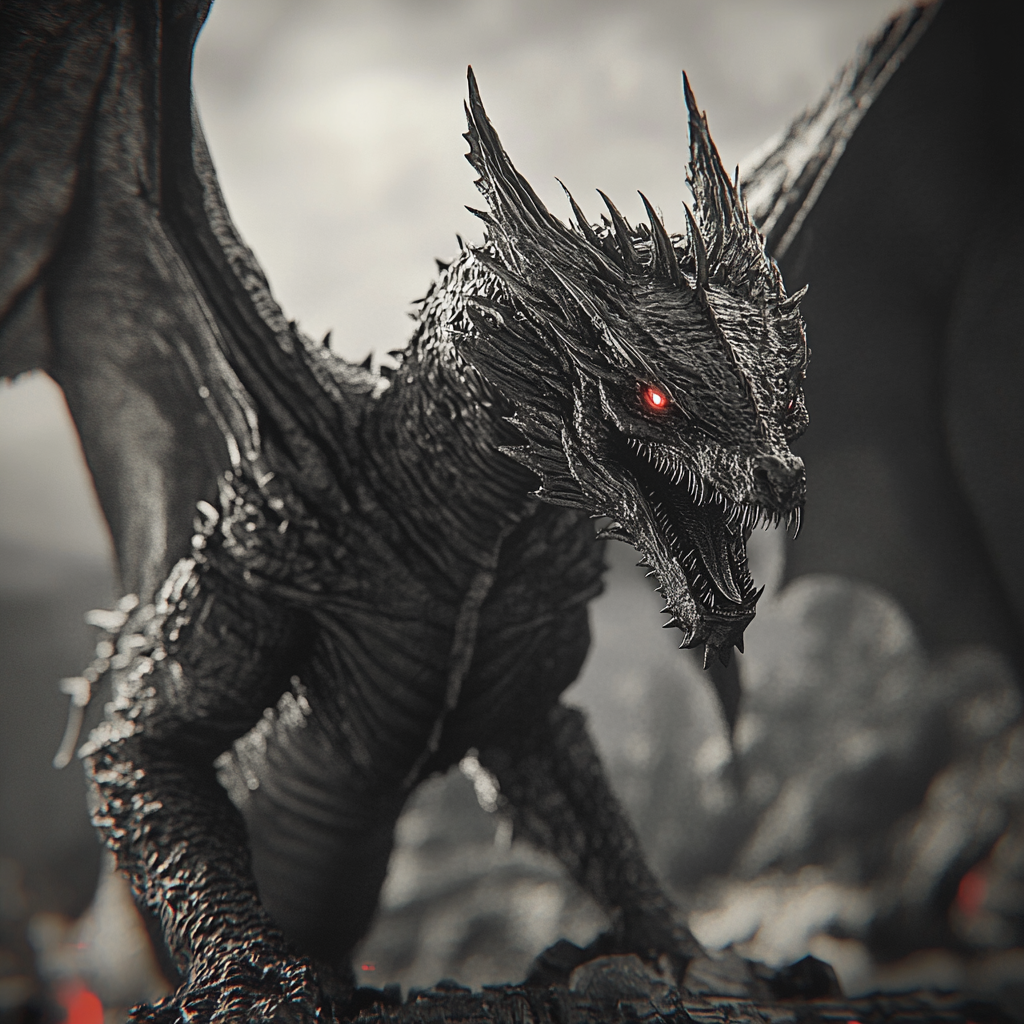 Red Eyes Black Dragon 3D Render