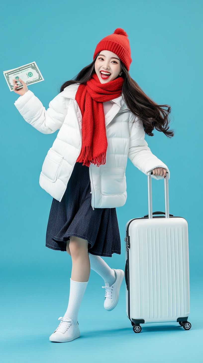 Asian Woman Traveling with Money