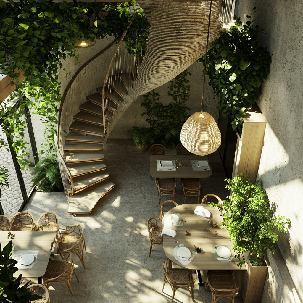 Rooftop pergola with organic plants