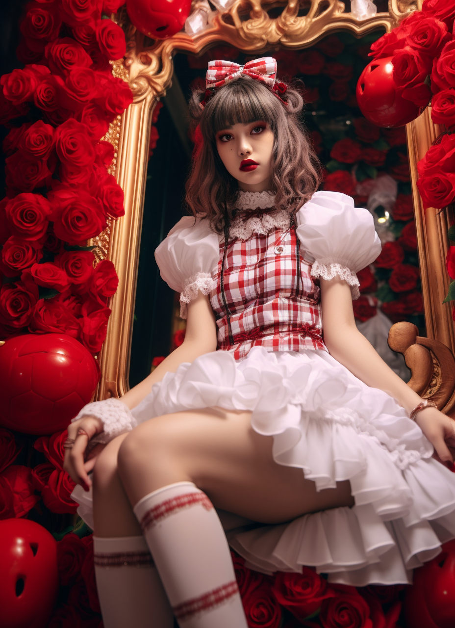 Red Roses Pearls Kawaii Aesthetic Skirt