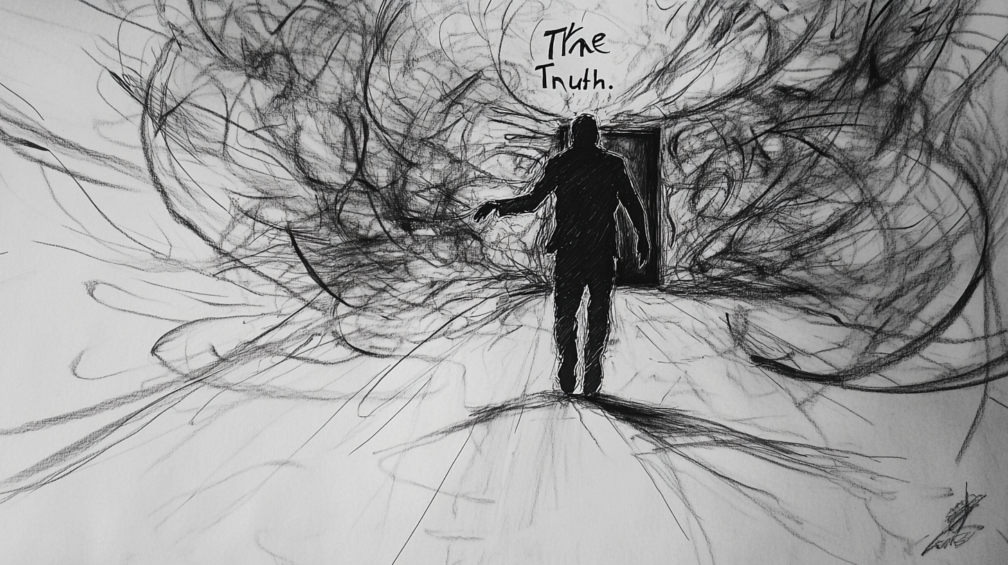 Sketch Figure Walking Away Truth Door