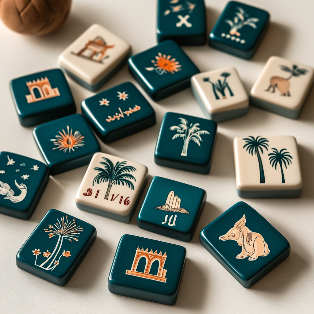 Rummy tiles with Saudi heritage design