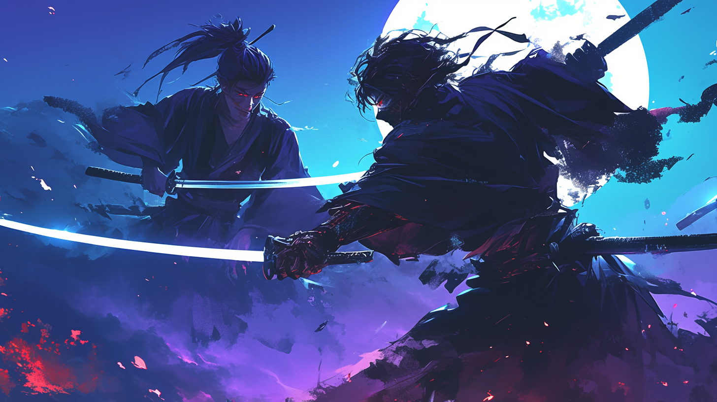 Samurai Ninja Duel Moonlight Shadows