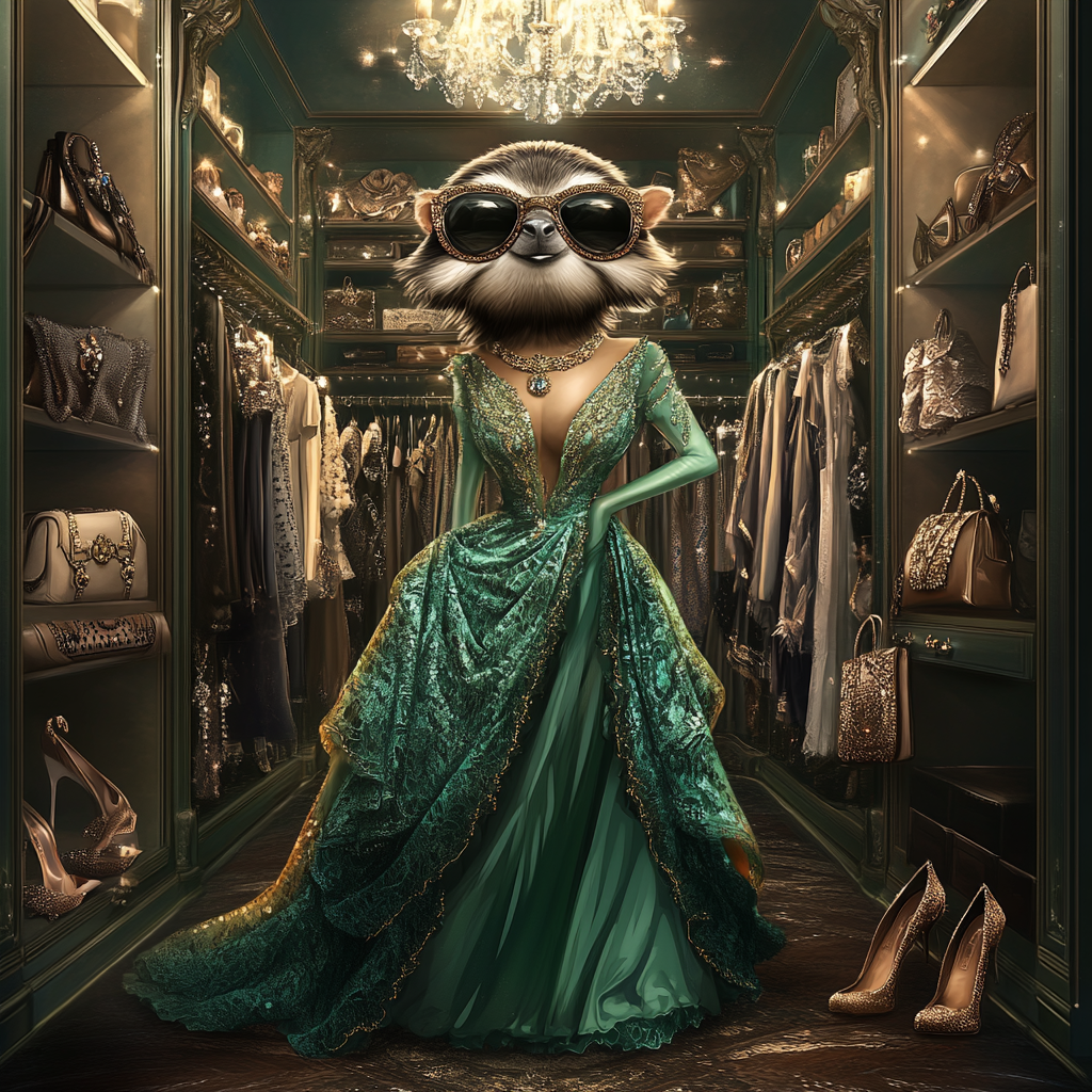 Sassy Sloth in Luxury Walk-in Closet