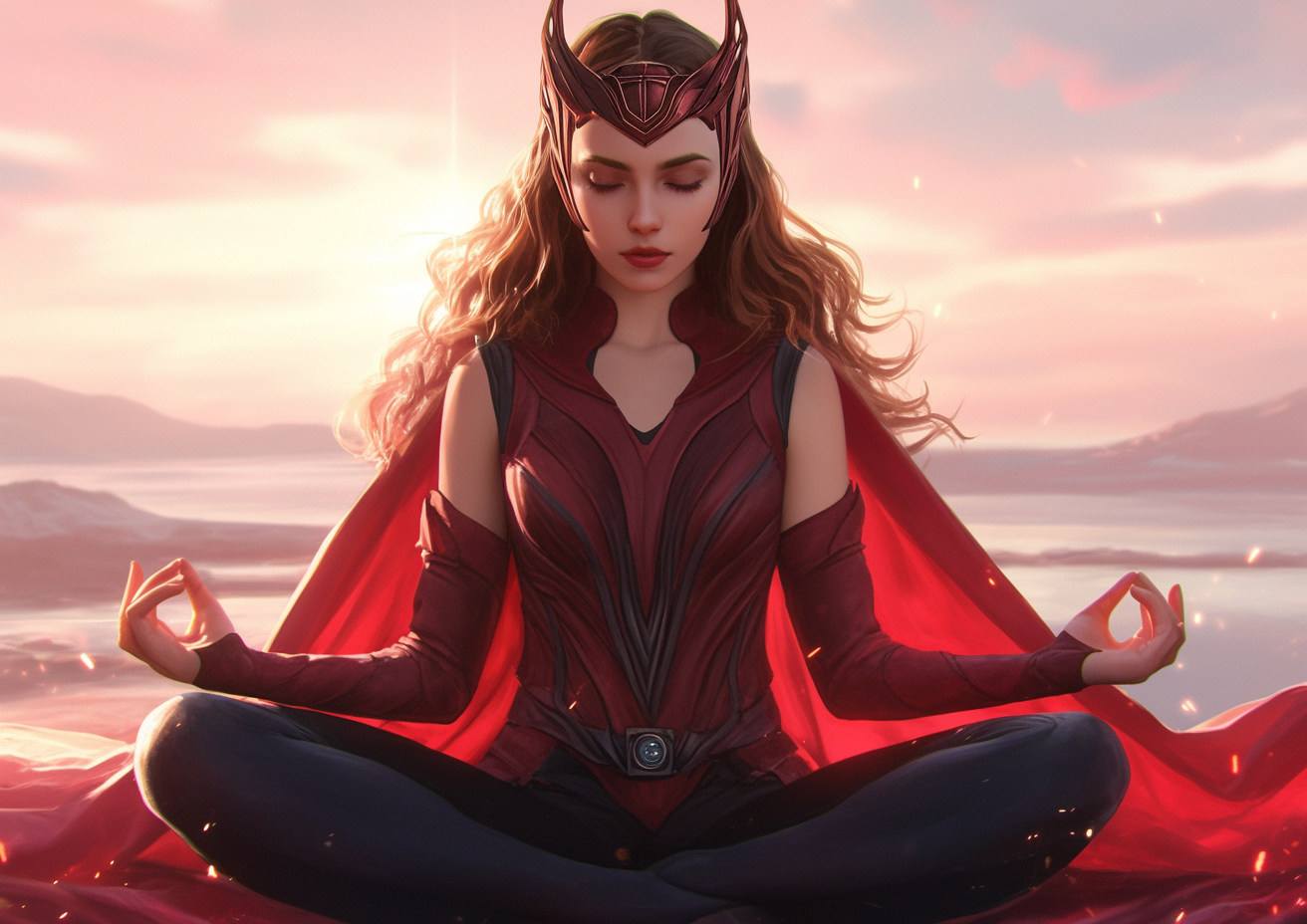 Scarlet Witch in Yoga Position