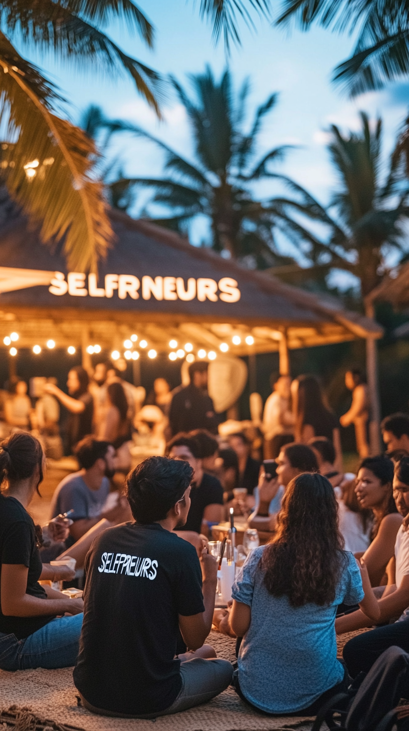 Selfpreneurs community gathering at beachfront event