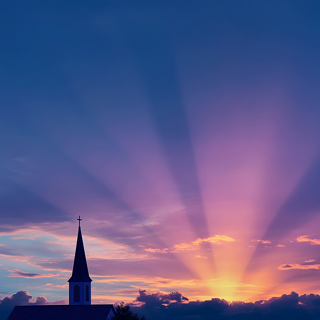 tranquil gradient sky church silhouette