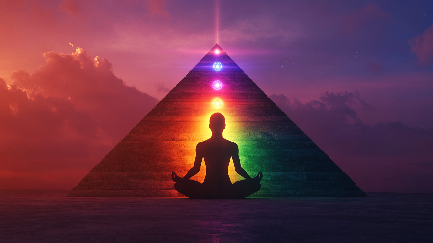 Meditating Human with Glowing Chakras