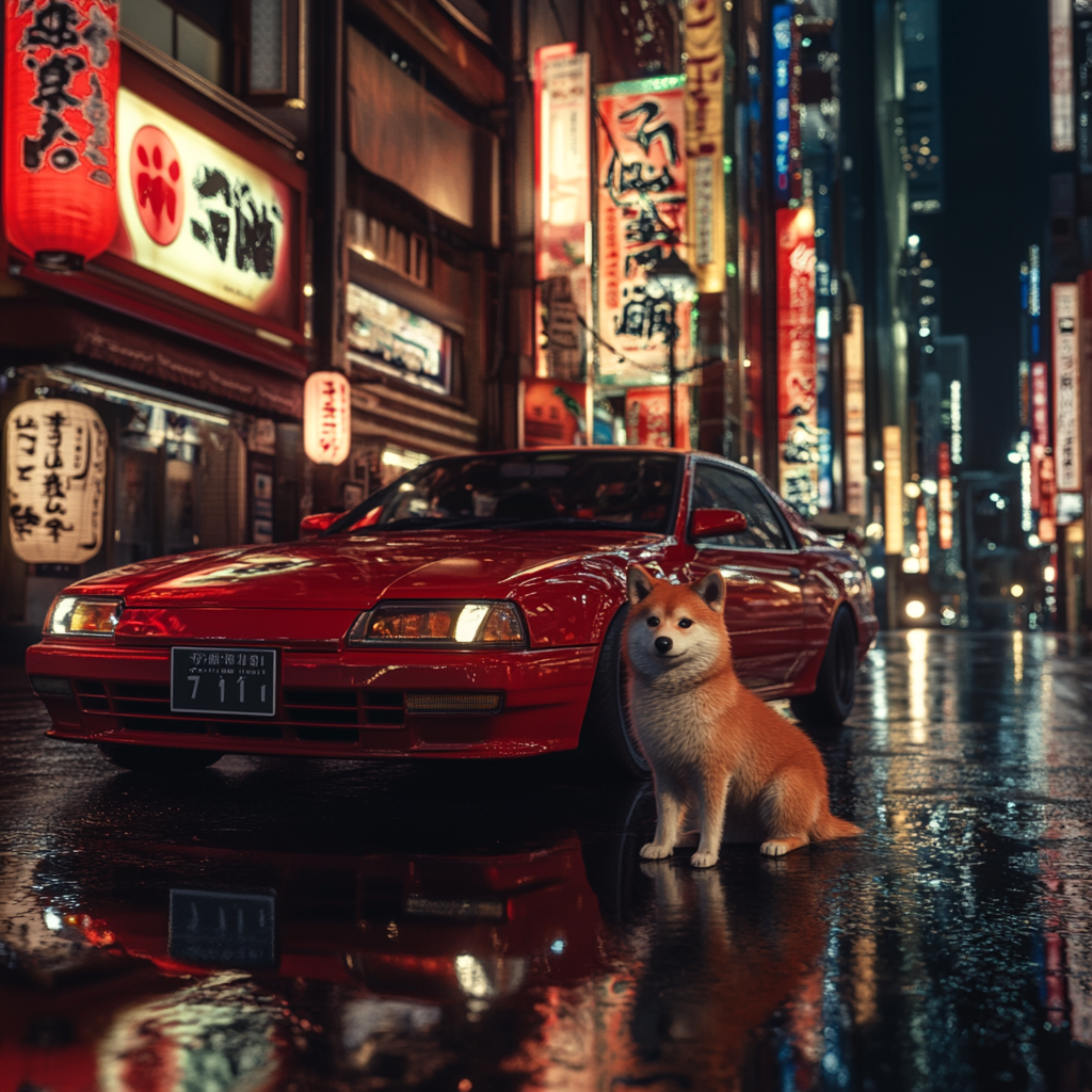 Shiba Inu by Japanese car