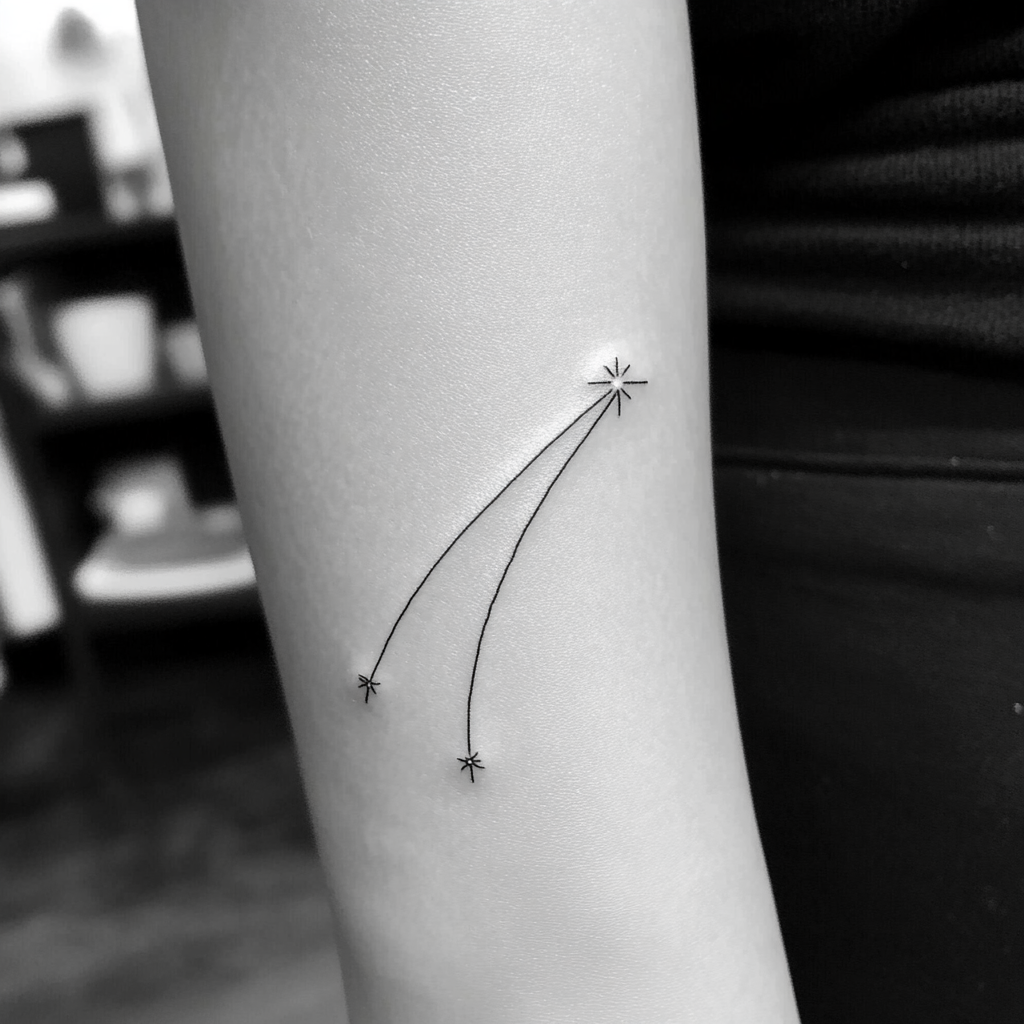 sleek shooting star tattoo design