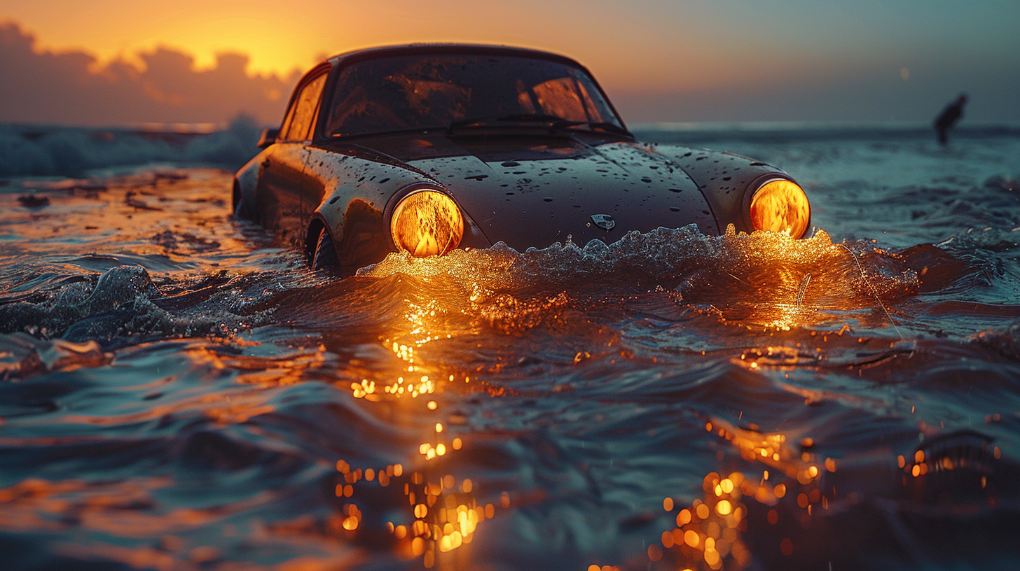 person watching car sink night