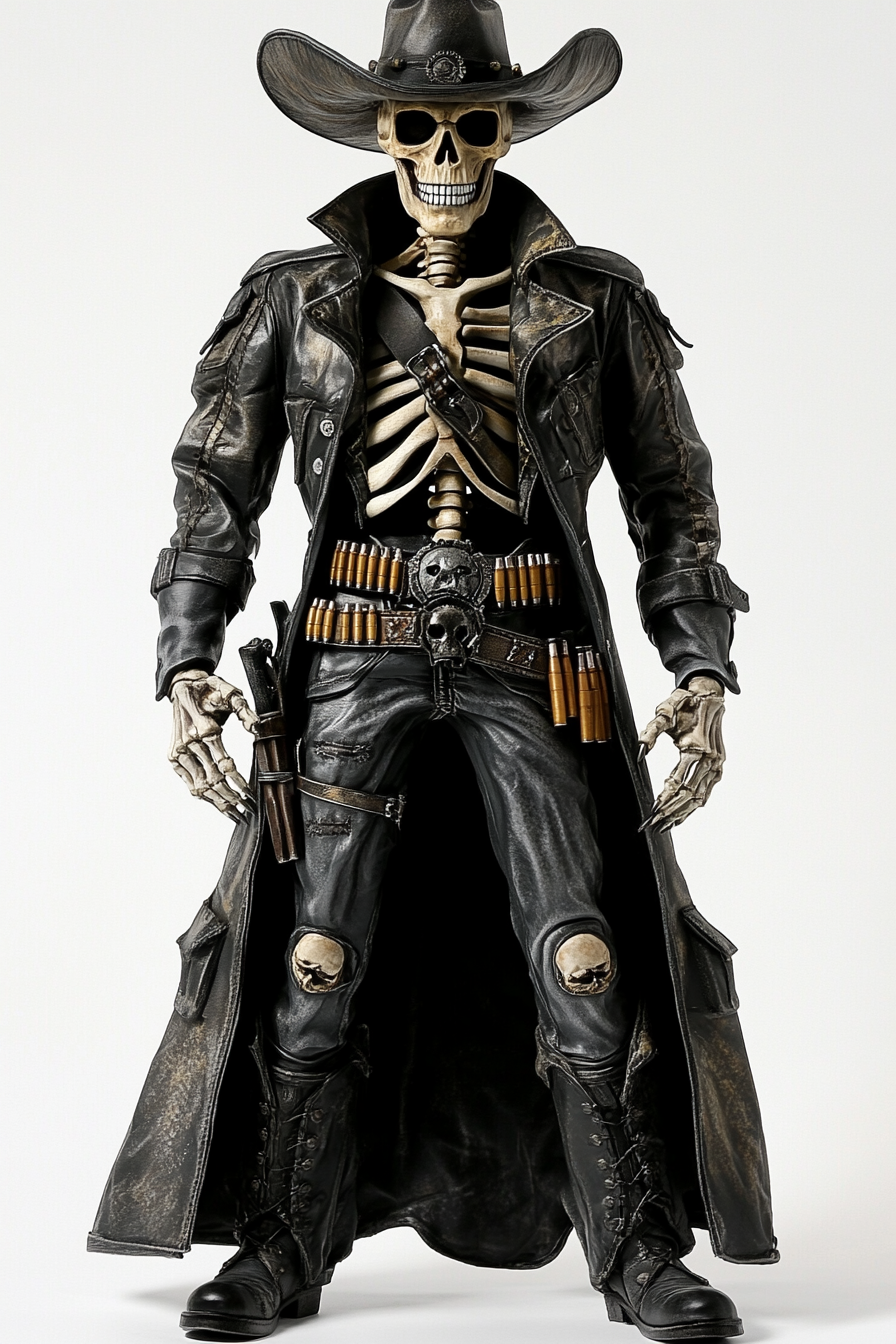 Skeleton man in cowboy outfit